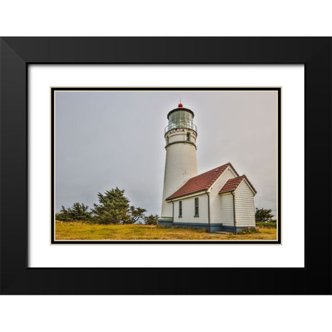 Usa-Oregon-Port Orford Cape Blanco Lighthouse on a Foggy Morning Black Modern Wood Framed Art Print with Double Matting by Looney, Hollice