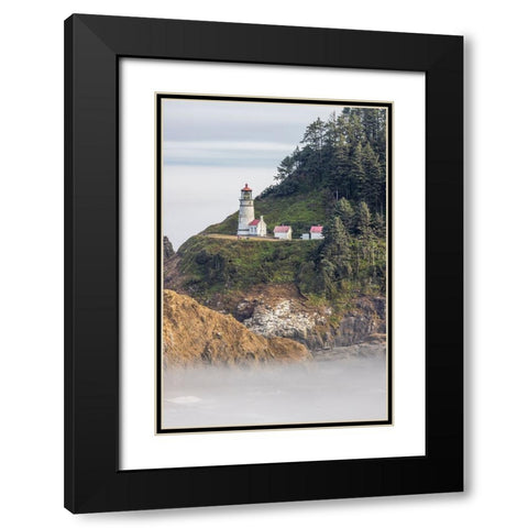 Usa-Oregon-Florence Heceta Head Lighthouse Black Modern Wood Framed Art Print with Double Matting by Looney, Hollice