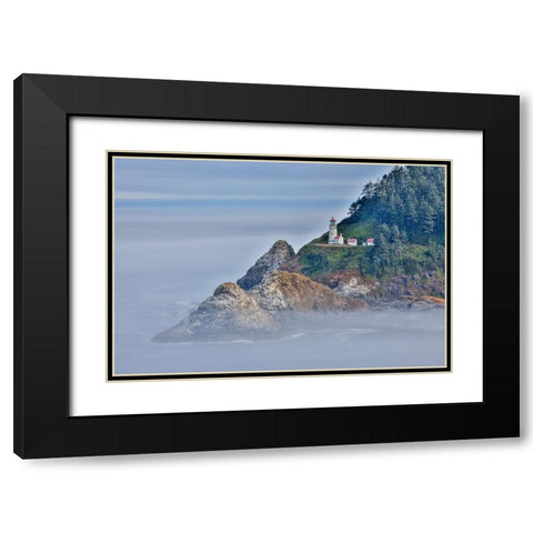 Usa-Oregon-Florence Heceta Head Lighthouse Black Modern Wood Framed Art Print with Double Matting by Looney, Hollice