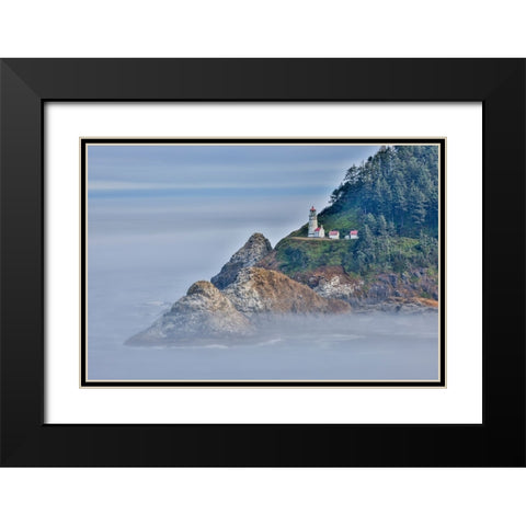 Usa-Oregon-Florence Heceta Head Lighthouse Black Modern Wood Framed Art Print with Double Matting by Looney, Hollice