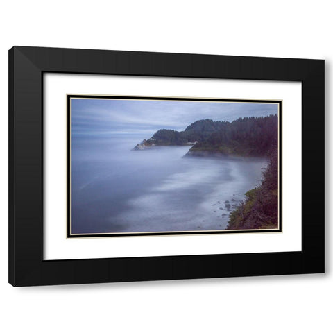 Usa-Oregon-Florence Heceta Head Lighthouse Black Modern Wood Framed Art Print with Double Matting by Looney, Hollice