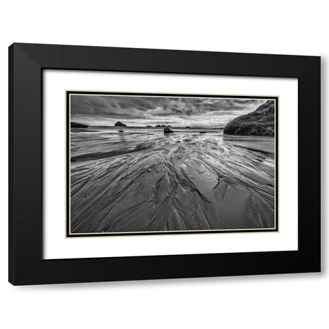 Bandon Beach-Oregon Black Modern Wood Framed Art Print with Double Matting by Ford, John