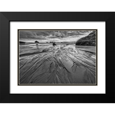 Bandon Beach-Oregon Black Modern Wood Framed Art Print with Double Matting by Ford, John