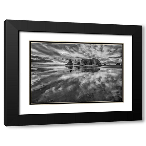 Bandon Beach-Oregon Black Modern Wood Framed Art Print with Double Matting by Ford, John