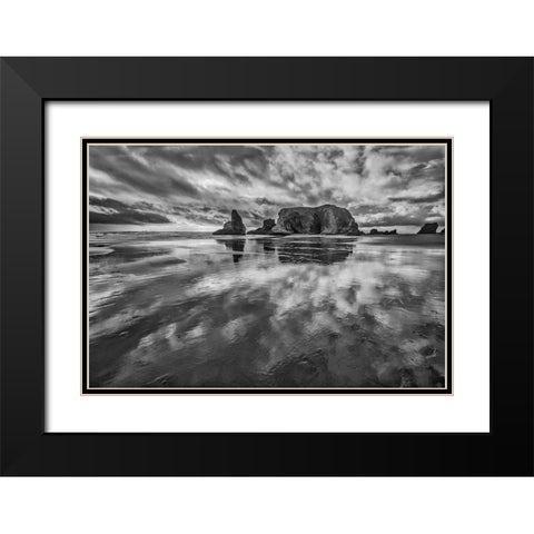 Bandon Beach-Oregon Black Modern Wood Framed Art Print with Double Matting by Ford, John