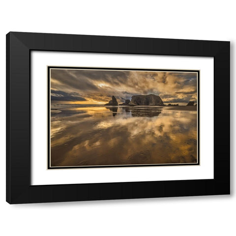 Bandon Beach-Oregon Black Modern Wood Framed Art Print with Double Matting by Ford, John