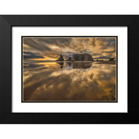 Bandon Beach-Oregon Black Modern Wood Framed Art Print with Double Matting by Ford, John