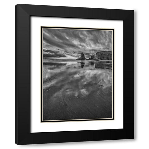 Bandon Beach-Oregon Black Modern Wood Framed Art Print with Double Matting by Ford, John