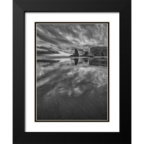 Bandon Beach-Oregon Black Modern Wood Framed Art Print with Double Matting by Ford, John