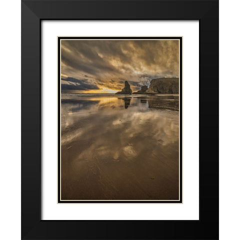 Bandon Beach-Oregon Black Modern Wood Framed Art Print with Double Matting by Ford, John
