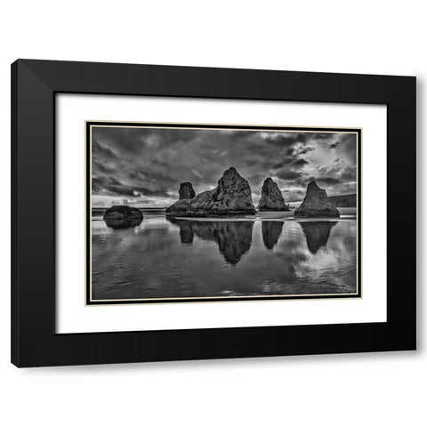 Bandon Beach-Oregon Black Modern Wood Framed Art Print with Double Matting by Ford, John