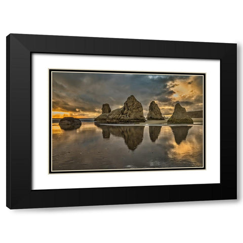 Bandon Beach-Oregon Black Modern Wood Framed Art Print with Double Matting by Ford, John