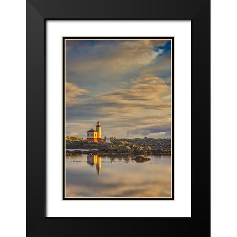 Coquille River Lighthouse-Bandon-Oregon Black Modern Wood Framed Art Print with Double Matting by Ford, John