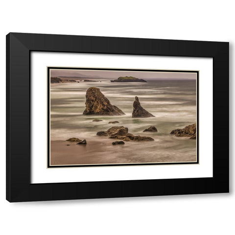 Bandon Beach-Oregon Black Modern Wood Framed Art Print with Double Matting by Ford, John