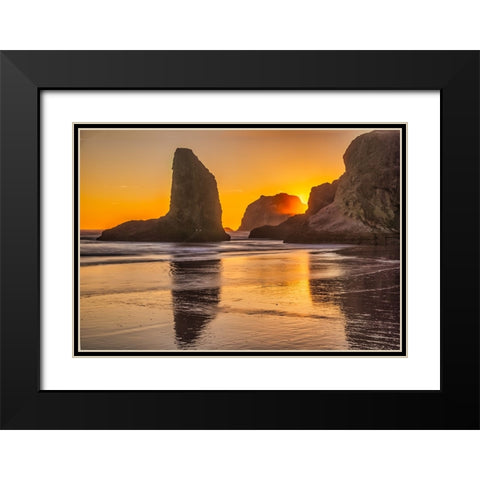 Bandon Beach-Oregon Black Modern Wood Framed Art Print with Double Matting by Ford, John