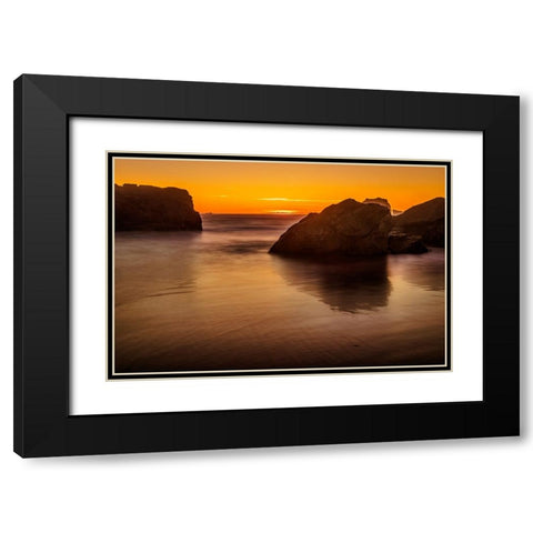Bandon Beach-Oregon Black Modern Wood Framed Art Print with Double Matting by Ford, John