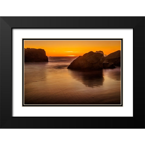 Bandon Beach-Oregon Black Modern Wood Framed Art Print with Double Matting by Ford, John