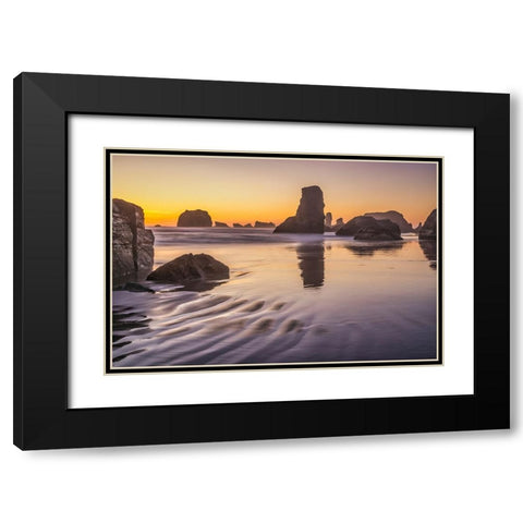Bandon Beach-Oregon Black Modern Wood Framed Art Print with Double Matting by Ford, John