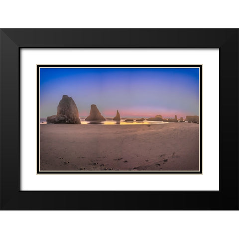 Bandon Beach-Oregon Black Modern Wood Framed Art Print with Double Matting by Ford, John