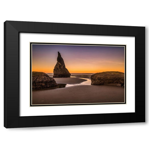 Bandon Beach-Oregon Black Modern Wood Framed Art Print with Double Matting by Ford, John