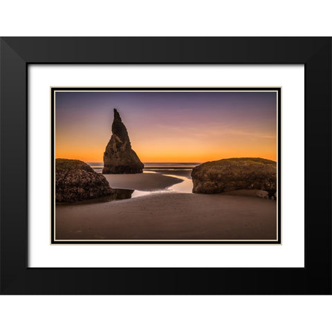Bandon Beach-Oregon Black Modern Wood Framed Art Print with Double Matting by Ford, John