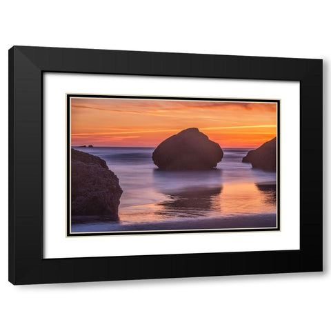 Bandon Beach-Oregon Black Modern Wood Framed Art Print with Double Matting by Ford, John