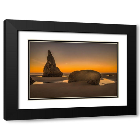 Bandon Beach-Oregon Black Modern Wood Framed Art Print with Double Matting by Ford, John