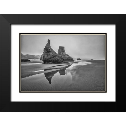 Bandon Beach-Oregon Black Modern Wood Framed Art Print with Double Matting by Ford, John