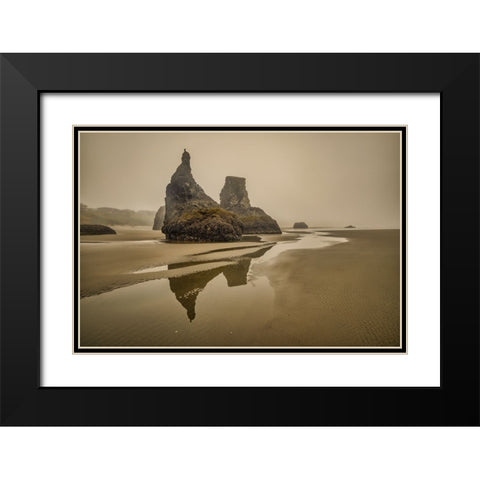 Bandon Beach-Oregon Black Modern Wood Framed Art Print with Double Matting by Ford, John