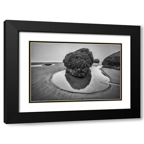 Bandon Beach-Oregon Black Modern Wood Framed Art Print with Double Matting by Ford, John