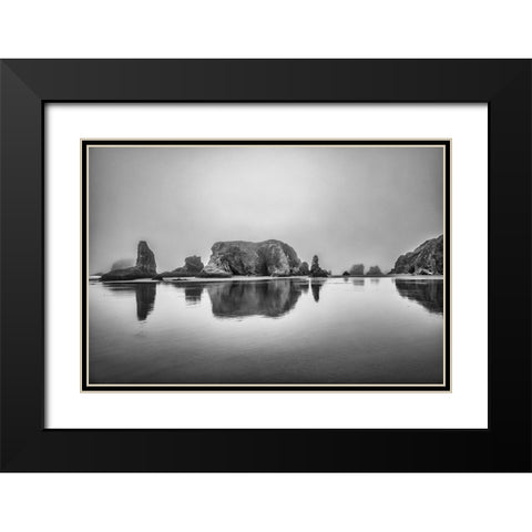 Bandon Beach-Oregon Black Modern Wood Framed Art Print with Double Matting by Ford, John