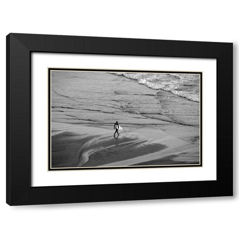 OR-Oregon Coast-Ecola State Park-Indian Beach-Going surfing Black Modern Wood Framed Art Print with Double Matting by Wild, Jamie and Judy