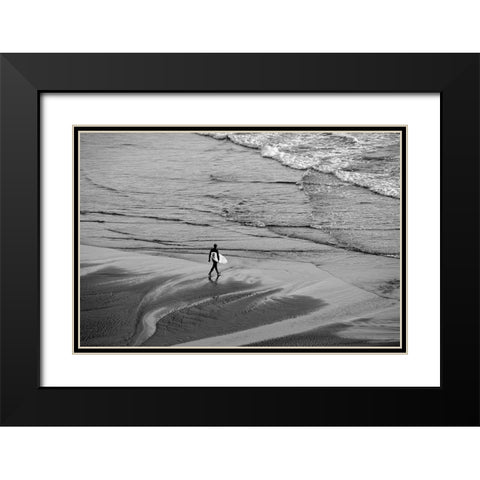 OR-Oregon Coast-Ecola State Park-Indian Beach-Going surfing Black Modern Wood Framed Art Print with Double Matting by Wild, Jamie and Judy