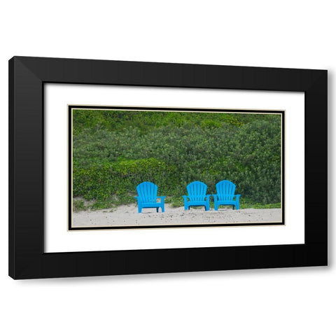 Oregon-chairs on Cannon Beach Black Modern Wood Framed Art Print with Double Matting by Wild, Jamie and Judy