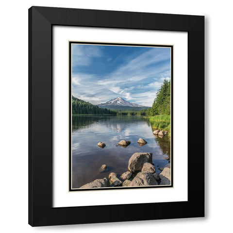 Oregon-Mt Hood National Forest Trillium Lake and Mt Hood Black Modern Wood Framed Art Print with Double Matting by Tilley, Rob