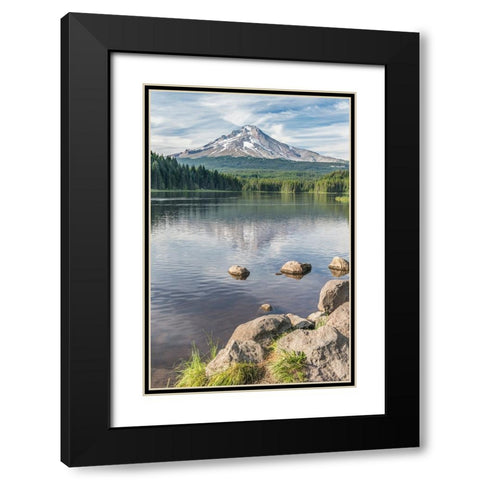 Oregon-Mt Hood National Forest Trillium Lake and Mt Hood Black Modern Wood Framed Art Print with Double Matting by Tilley, Rob