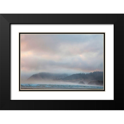 Oregon-Cannon Beach looking to the north along the Pacific Coast line Black Modern Wood Framed Art Print with Double Matting by Gulin, Sylvia