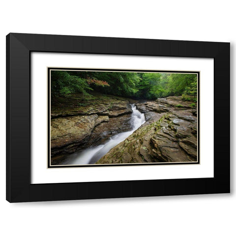 Natural Waterslides on Meadow Run Ohiopyle State Park-Pennsylvania Black Modern Wood Framed Art Print with Double Matting by Majchrowicz, Alan