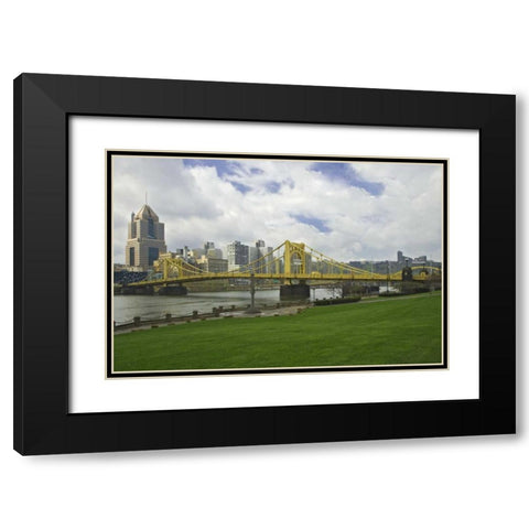 PA, Pittsburgh Bridge over the Allegheny River Black Modern Wood Framed Art Print with Double Matting by Flaherty, Dennis