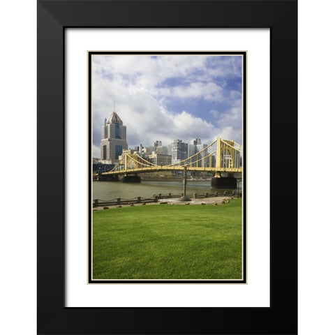 PA, Pittsburgh Bridge over the Allegheny River Black Modern Wood Framed Art Print with Double Matting by Flaherty, Dennis