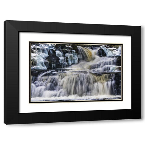 PA, Waterfall flows past rocks in Childs Park Black Modern Wood Framed Art Print with Double Matting by OBrien, Jay