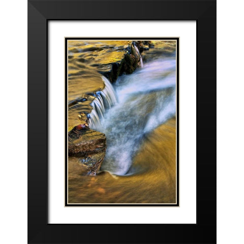 PA, Dingmans Ferry Autumn waterfall over rocks Black Modern Wood Framed Art Print with Double Matting by OBrien, Jay