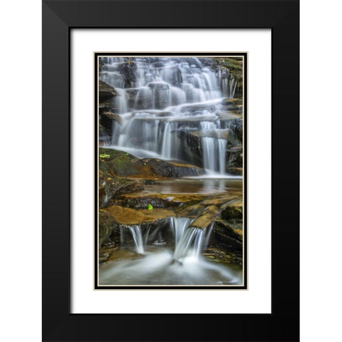 Pennsylvania Waterfall in Ricketts Glen SP Black Modern Wood Framed Art Print with Double Matting by OBrien, Jay