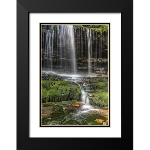 Pennsylvania Waterfall in Ricketts Glen SP Black Modern Wood Framed Art Print with Double Matting by OBrien, Jay