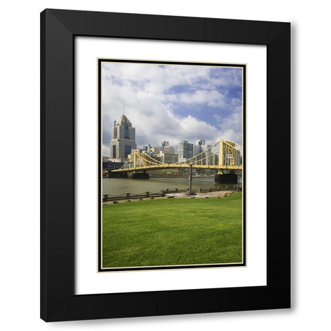 PA, Pittsburgh Bridge over the Allegheny River Black Modern Wood Framed Art Print with Double Matting by Flaherty, Dennis