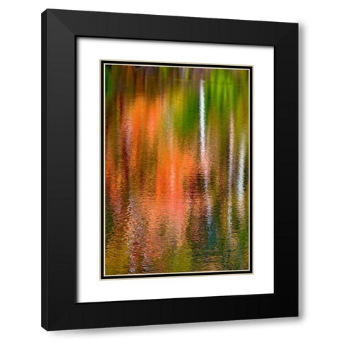 PA, Delaware Watergap Autumn reflect on water Black Modern Wood Framed Art Print with Double Matting by OBrien, Jay