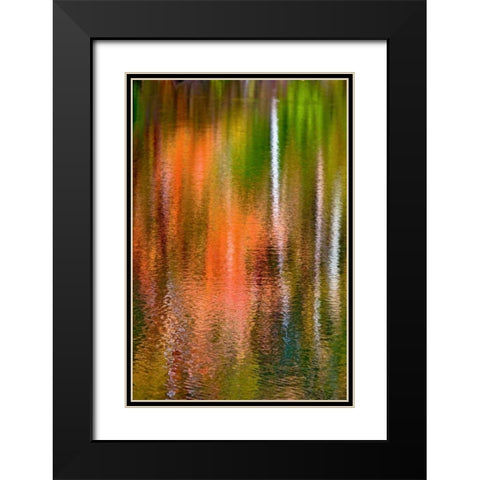 PA, Delaware Watergap Autumn reflect on water Black Modern Wood Framed Art Print with Double Matting by OBrien, Jay