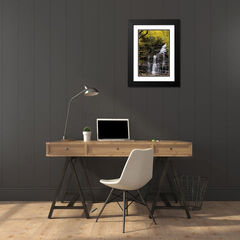 Pennsylvania Waterfall in Ricketts Glen SP Black Modern Wood Framed Art Print with Double Matting by OBrien, Jay