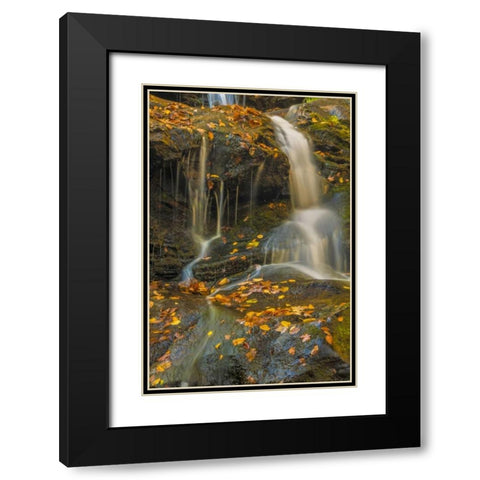 PA, Delaware Water gap NRA Waterfall over rocks Black Modern Wood Framed Art Print with Double Matting by OBrien, Jay