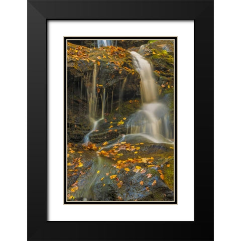 PA, Delaware Water gap NRA Waterfall over rocks Black Modern Wood Framed Art Print with Double Matting by OBrien, Jay